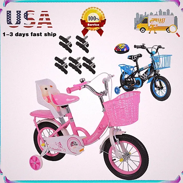 12/16 Girls Bike with Basket for Toddlers and Kids Aged 3-14 with Training Wheel