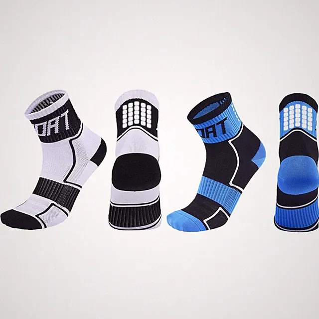 2 Pairs Reflective Cycling Socks Bicycle Riding Bike Sport Socks XC Blue White