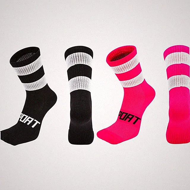 2 Pairs Reflective Cycling Socks Bicycle Riding Bike Sports Socks XC Pink Black