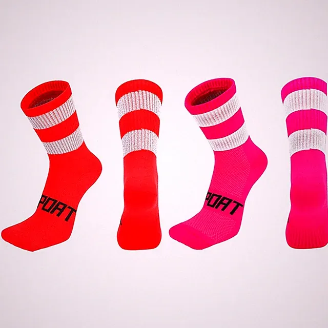 2 Pairs Reflective Cycling Socks Bicycle Riding Bike Sports Socks XC Pink Red