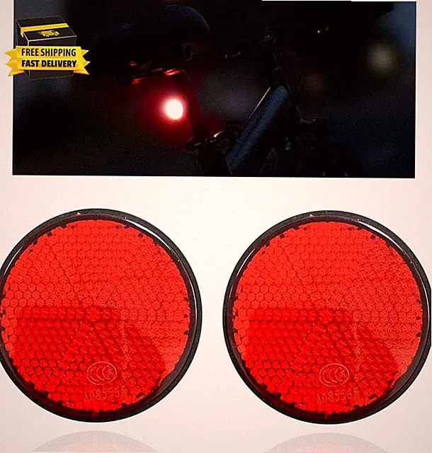 2 PCS Motorcycle Reflectors, Plastic round Reflective Warning with Bolts, Safety
