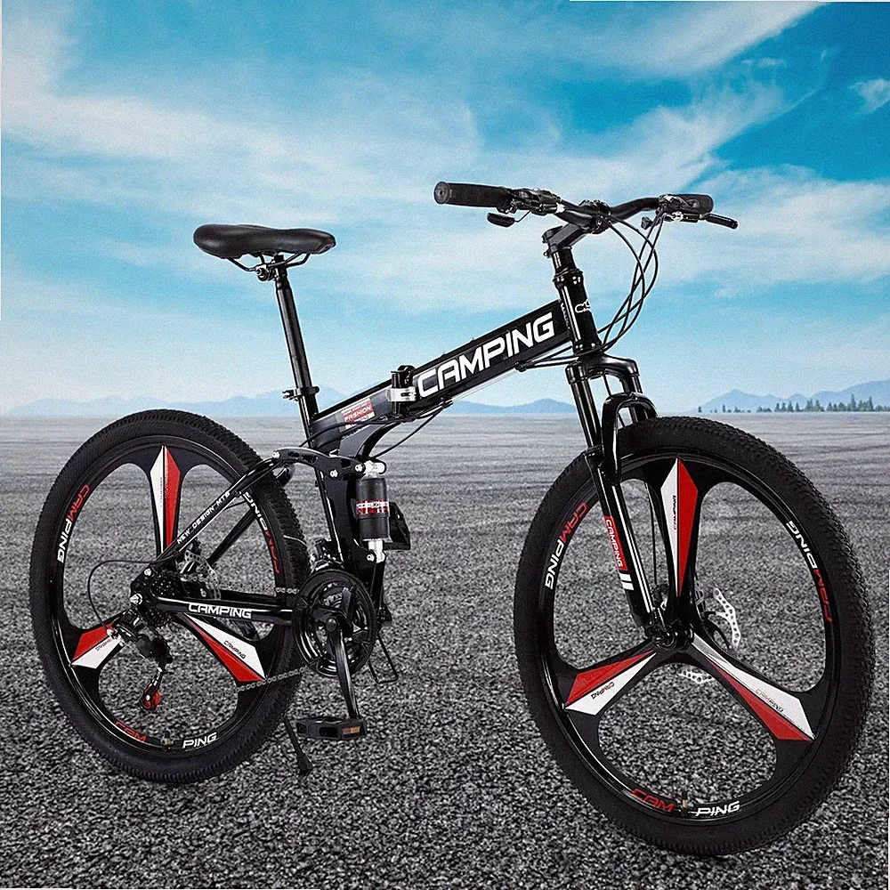 26" FOLDING Mountain Bike Shimano 21-Speed Dual Disc Brakes Steel Frame Unisex