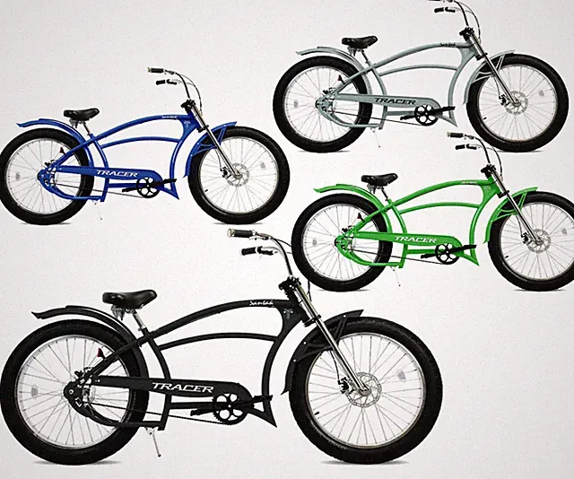 26"x4 Fat Tire Chopper Stretch Cruiser Bike F&R Disc Brake Triple Tree Fork