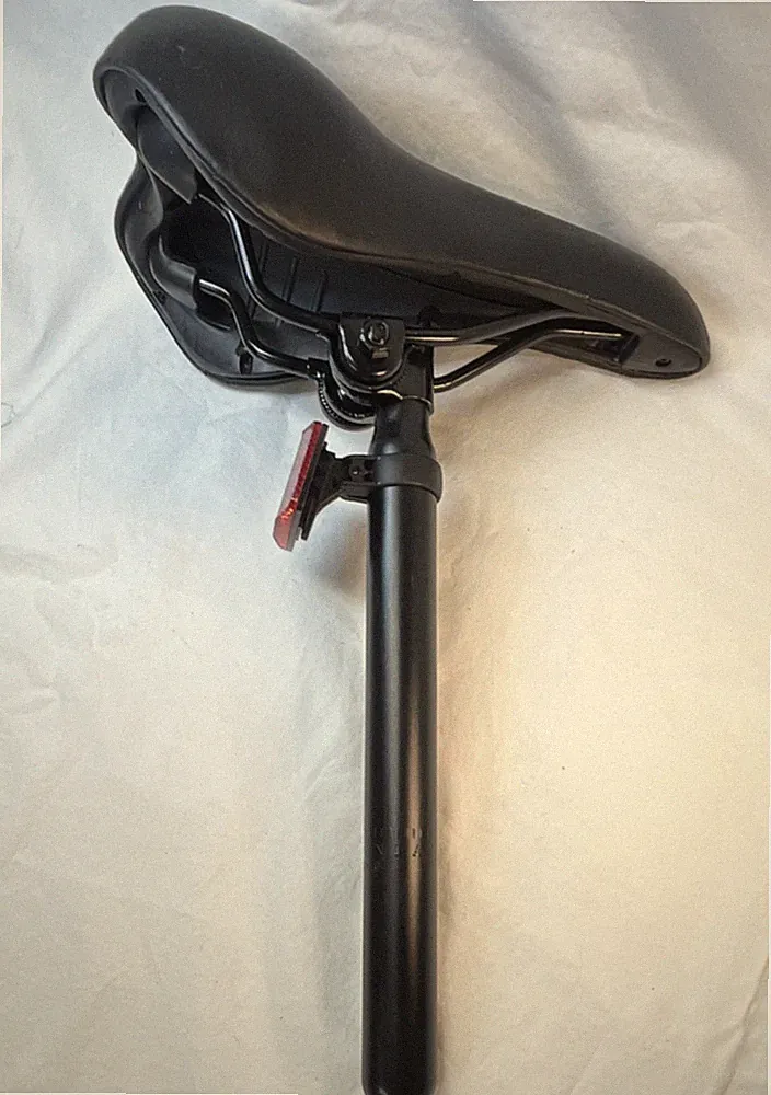 Black Comfort Bicycle Saddle Seat with Seatpost and Reflector Unisex Adults