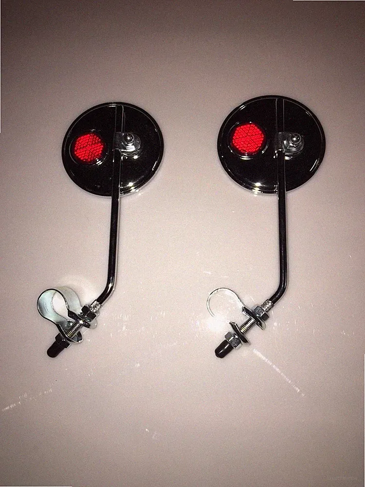 Chrome Bicycle mirrors red reflectors chrome fit Schwinn any cruiser beach bike