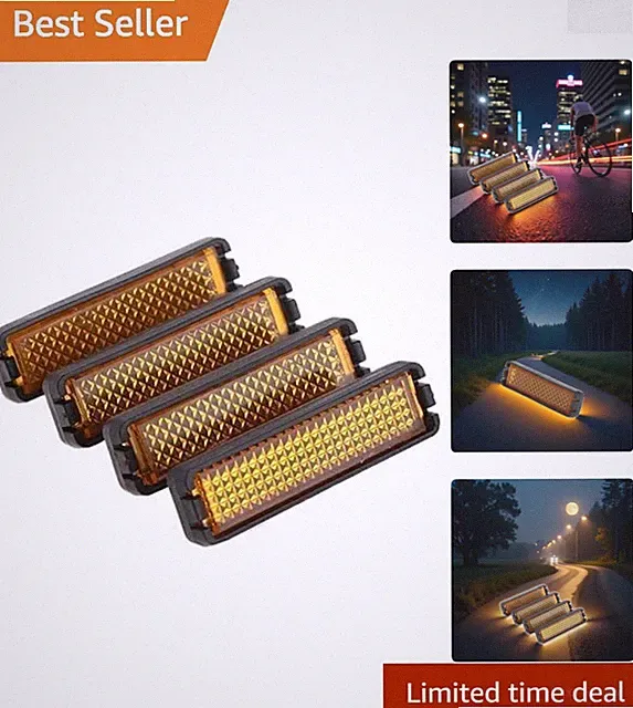 Complete 4-Piece Yellow Pedal Reflectors for Enhanced Night Cycling Visibility