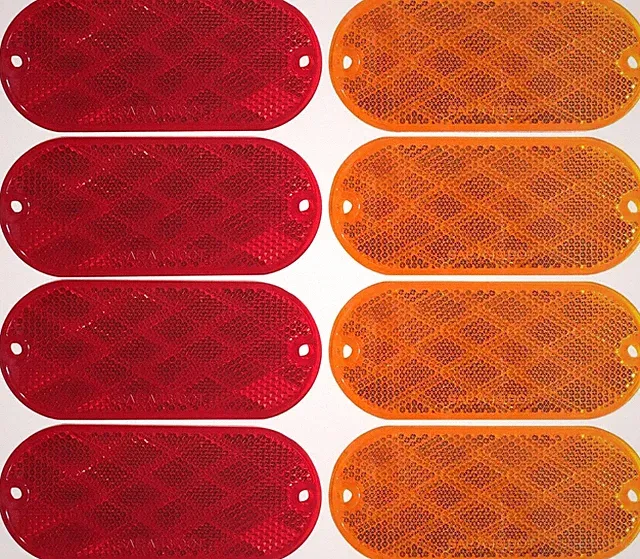 MAXXHAUL 51018 Oval Reflectors 4 Red and 4 Amber Self Adhesive or Drill Mount...