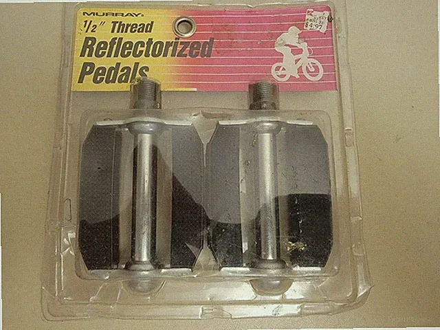 Murray Block Pedals..1/2"..Balloon Tire..Tank Bike..Cruiser...Bicycle..Reflector