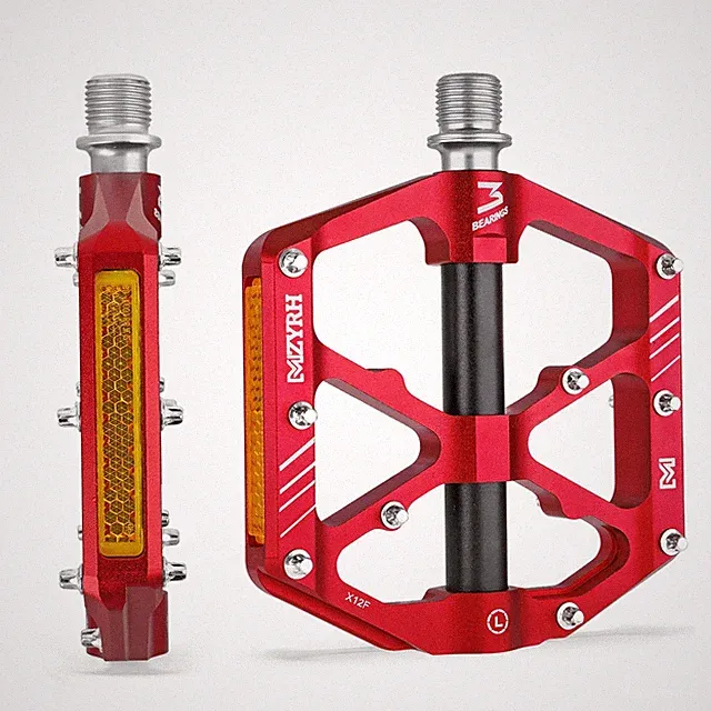 MZYRH Mountain Bike Pedals,Bicycle Pedals with 9/16, Red Reflectors