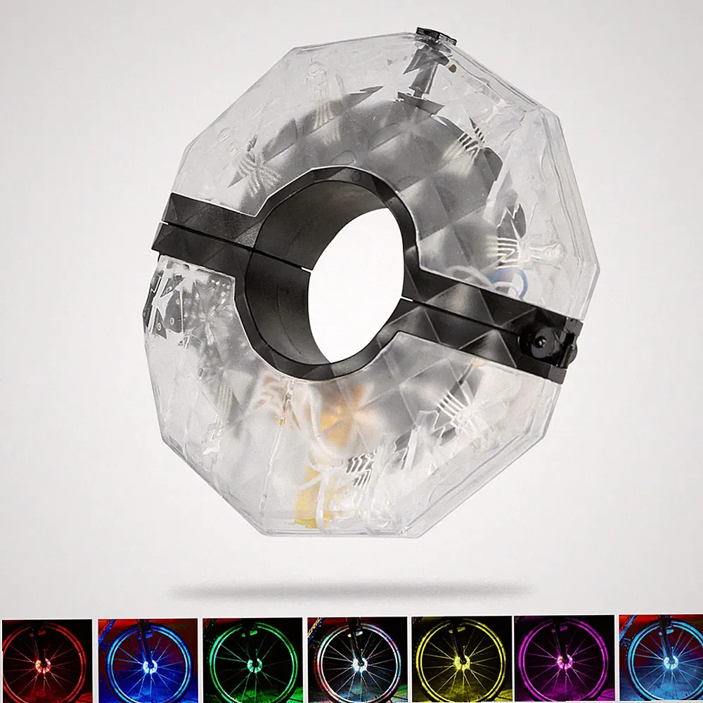 Rechargeable Bike Wheel Hub Lights Waterproof LED Cycling Spoke Lights 7 Color