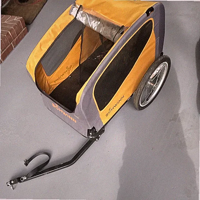 Schwinn Pet Trailer Mesh Windows Foldable Safety Reflector Orange Gray
