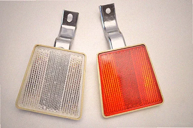 STIMSONITE ROAD TOURING BICYCLE RED AND SILVER BRAKE MOUNT REFLECTORS PEUGEOT