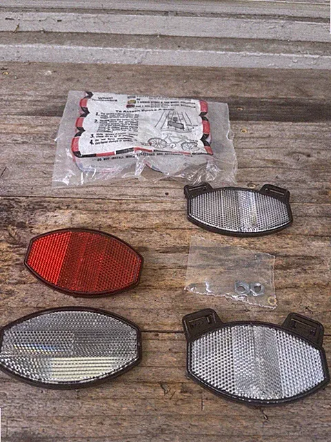 Vintage Bike Reflector Kit-Wheel Reflectors, Front Rear Old School BMX Road Tour